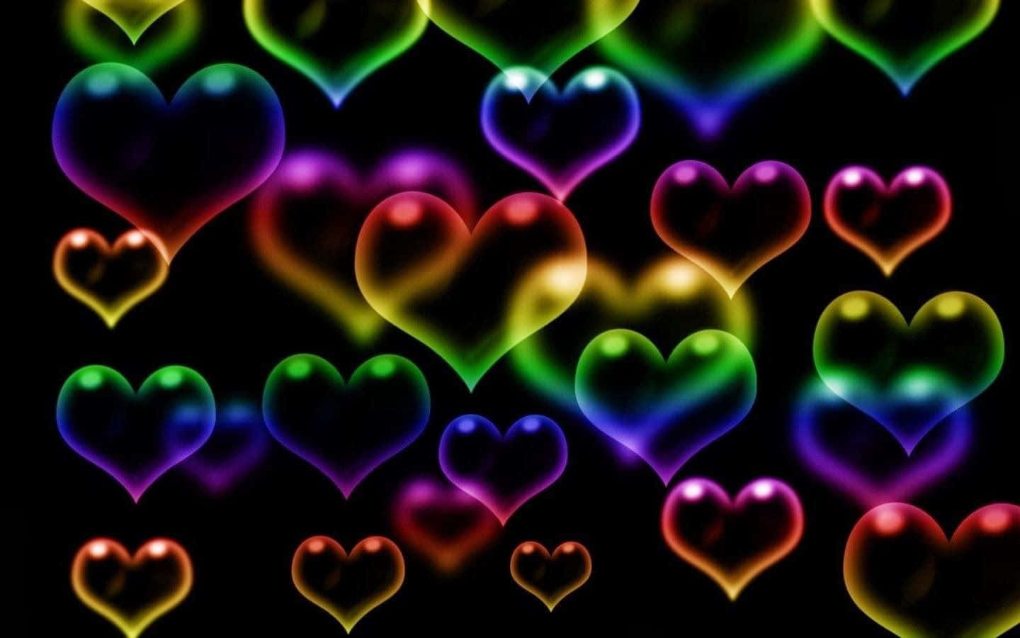 Cute Neon Rainbow Hearts Wallpaper