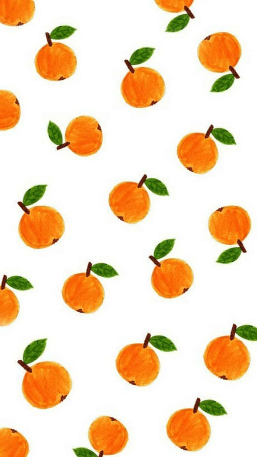 Cute Orange With Stems And A Leaf Wallpaper
