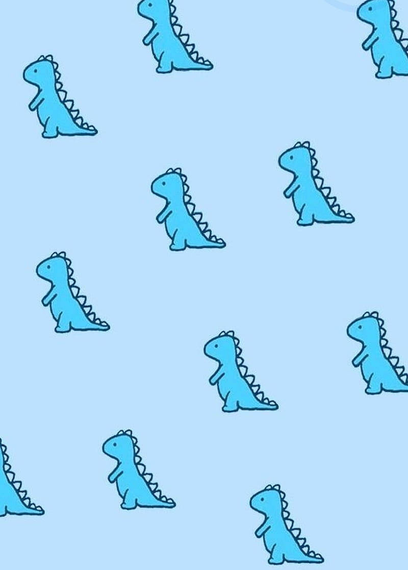 Cute Pastel Blue Aesthetic Cute Dinosaurs Wallpaper