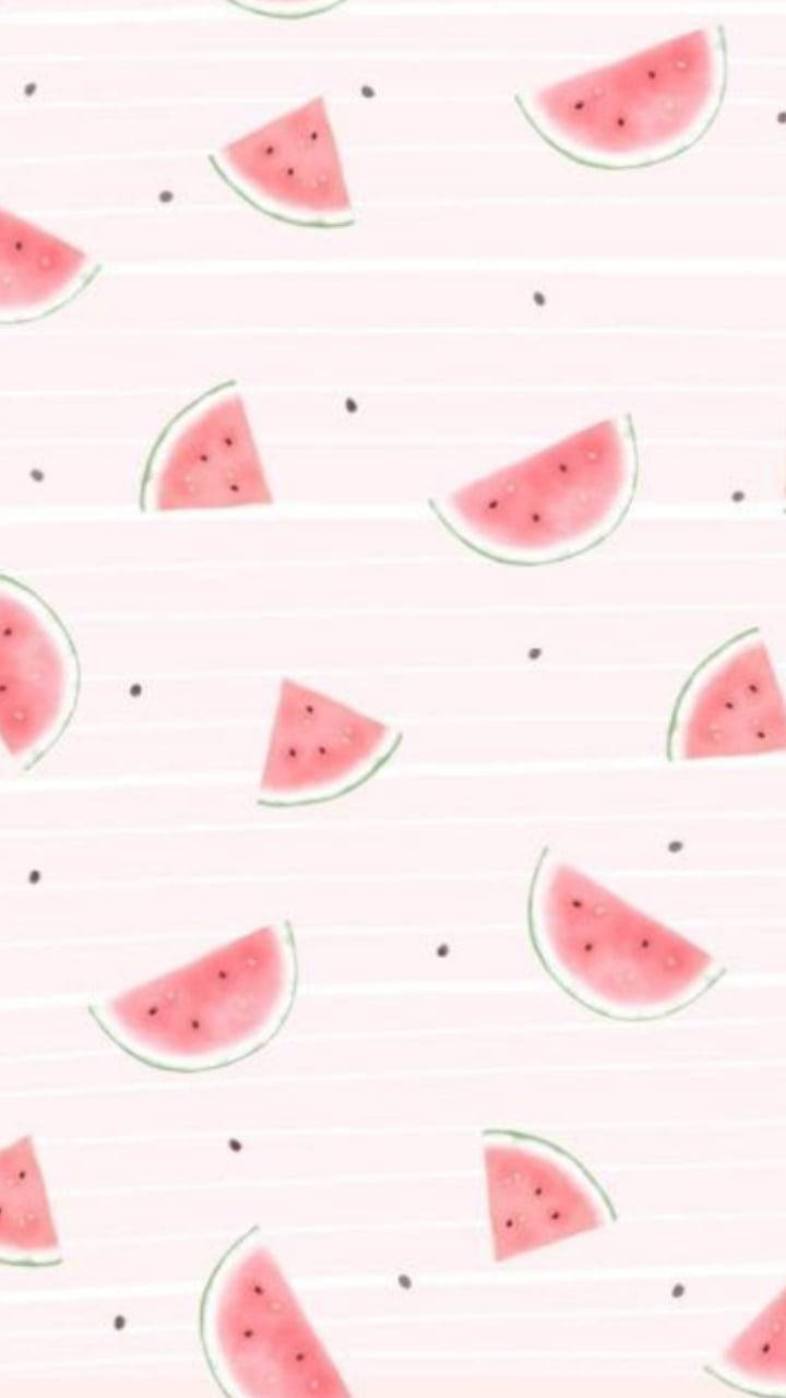 Cute Pastel Pink Watermelon Stationary Art Wallpaper