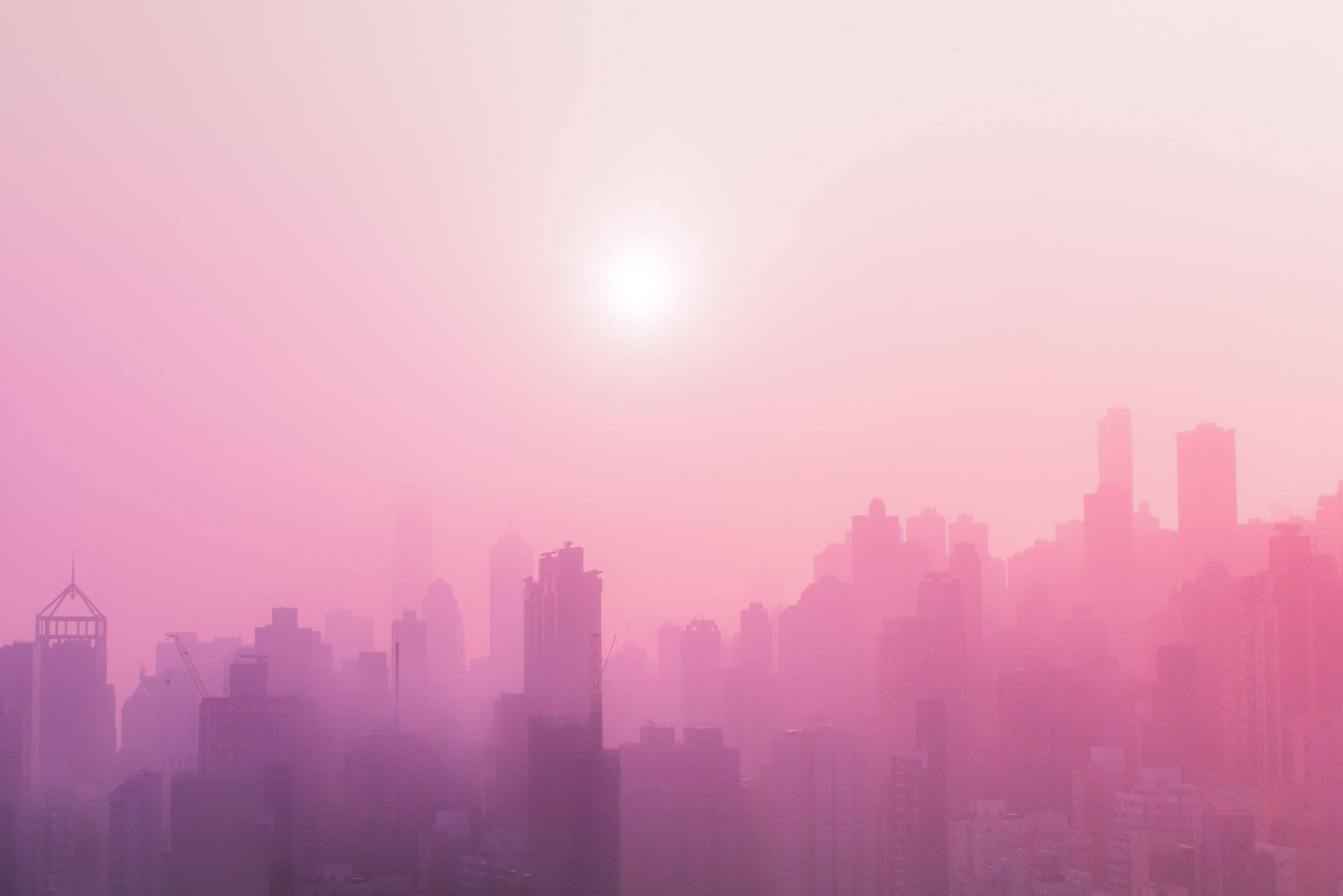 Cute Pink Aesthetic City Skyscraper Wallpaper