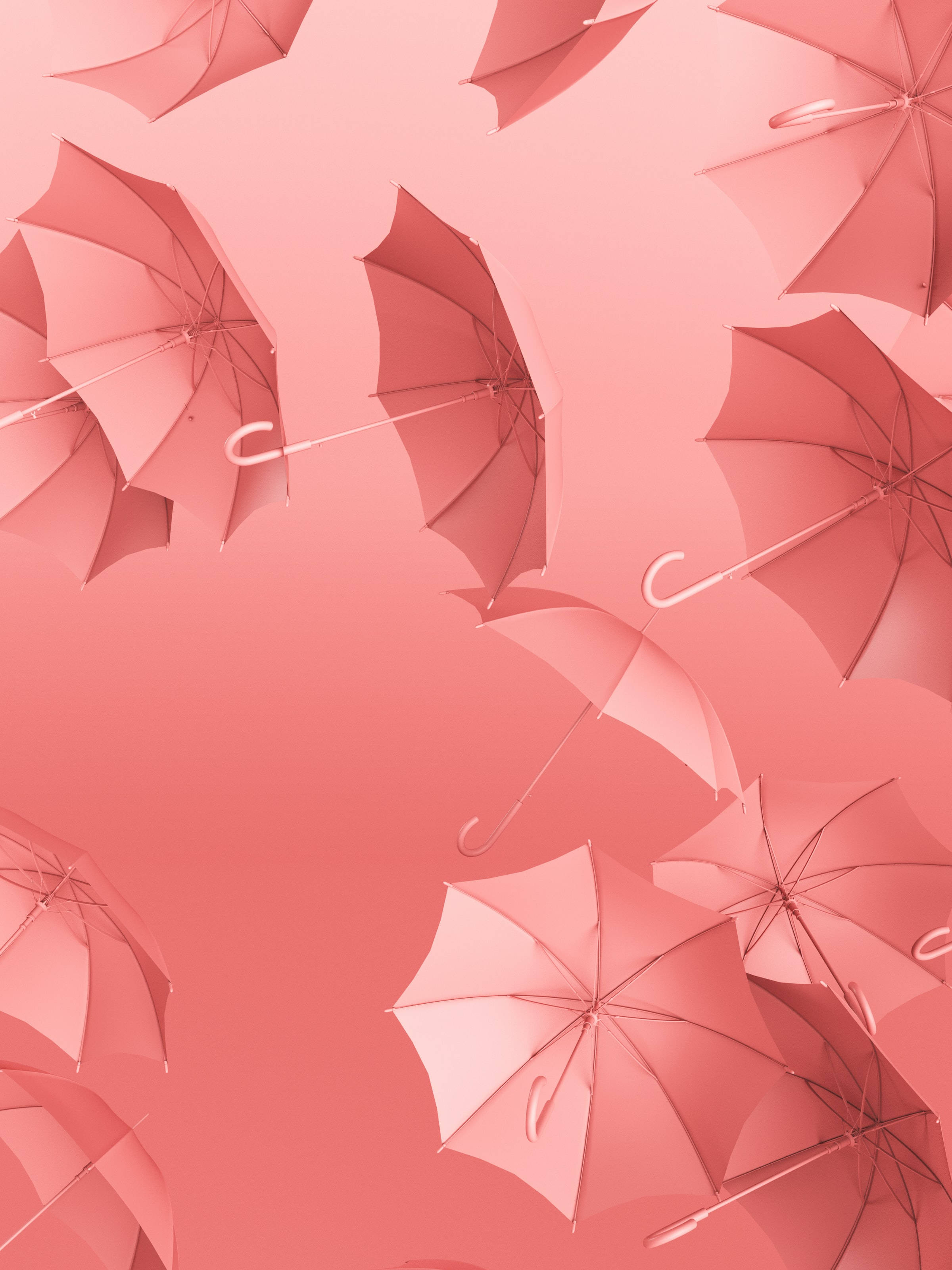 Cute Pink Aesthetic Floating Umbrellas Wallpaper