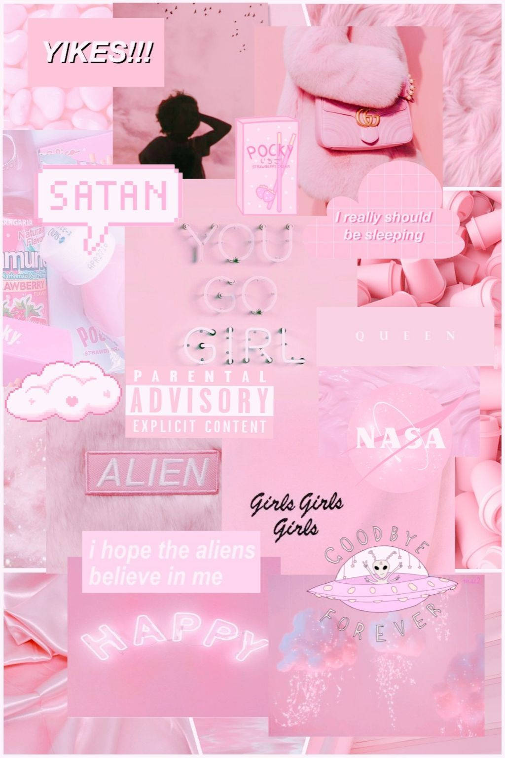 Cute Pink Aesthetic Girl Power Quotes Wallpaper
