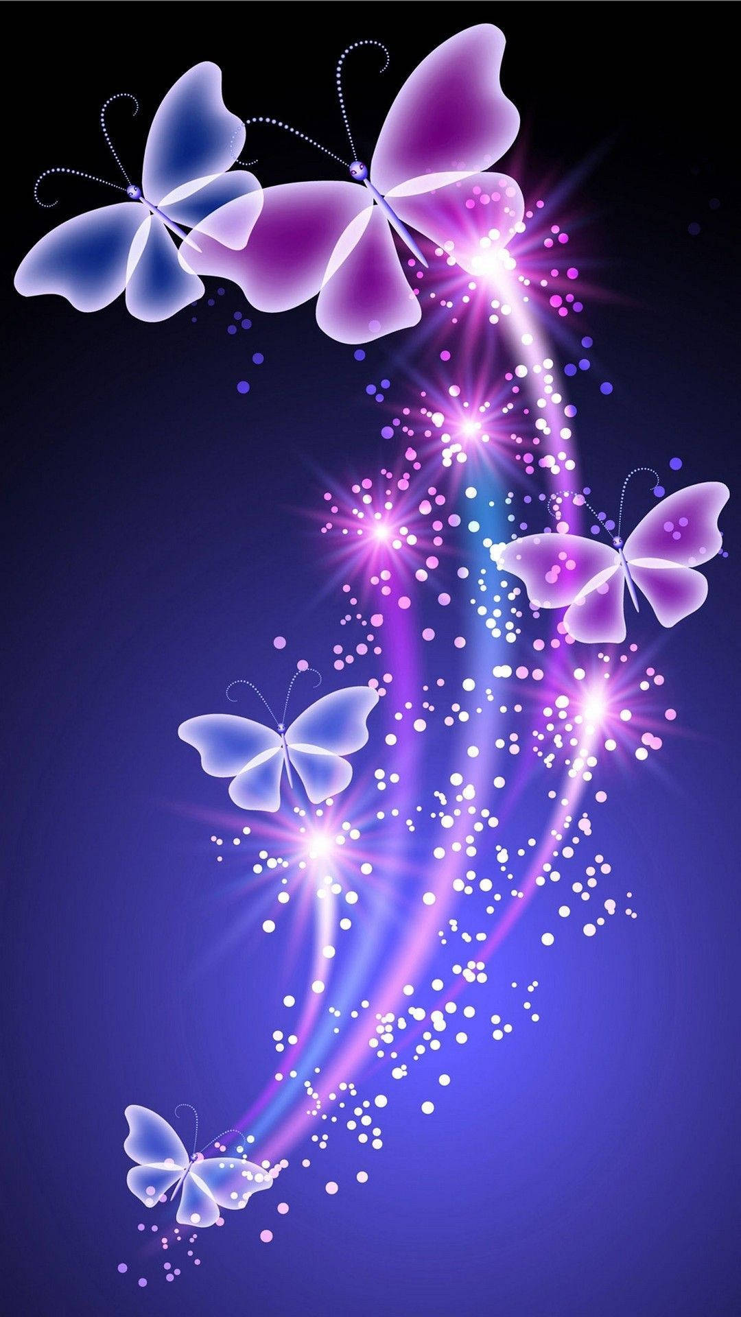 Cute Purple And Blue Butterflies Wallpaper