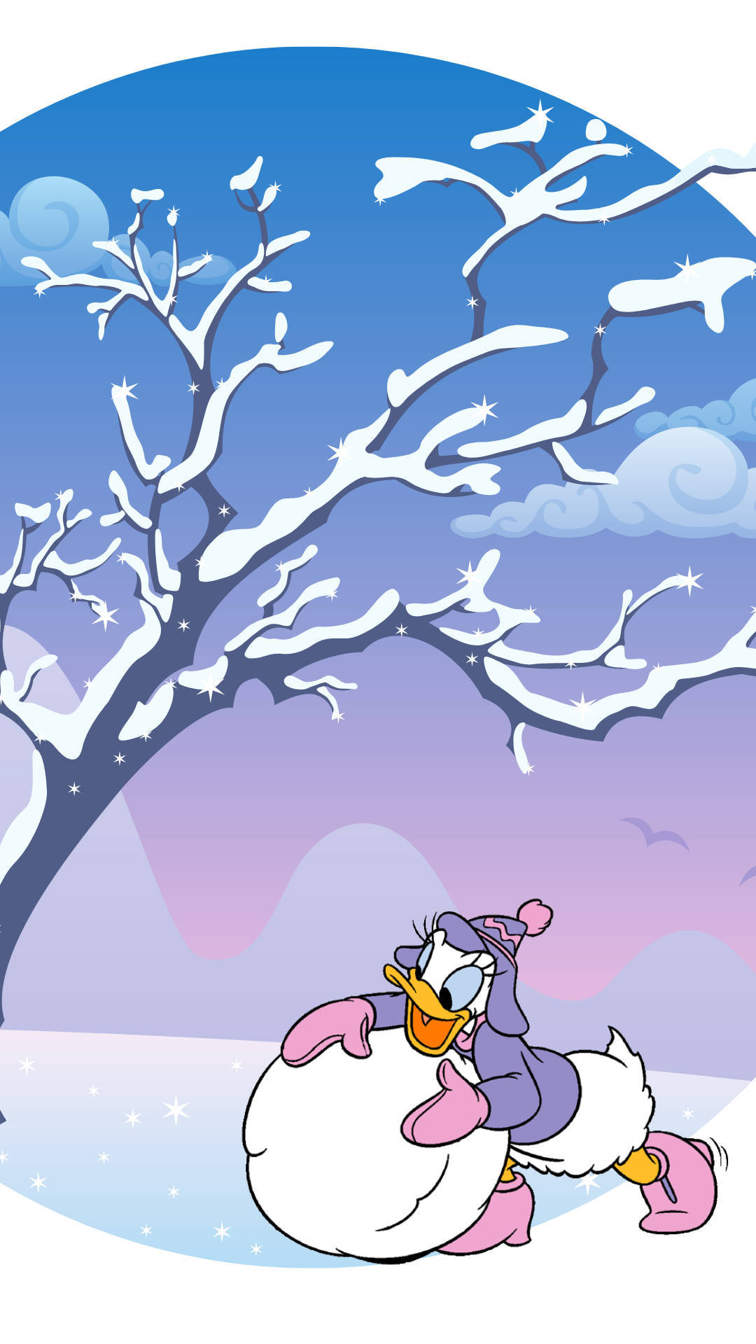 Cute Purple Winter Attire Daisy Duck Wallpaper