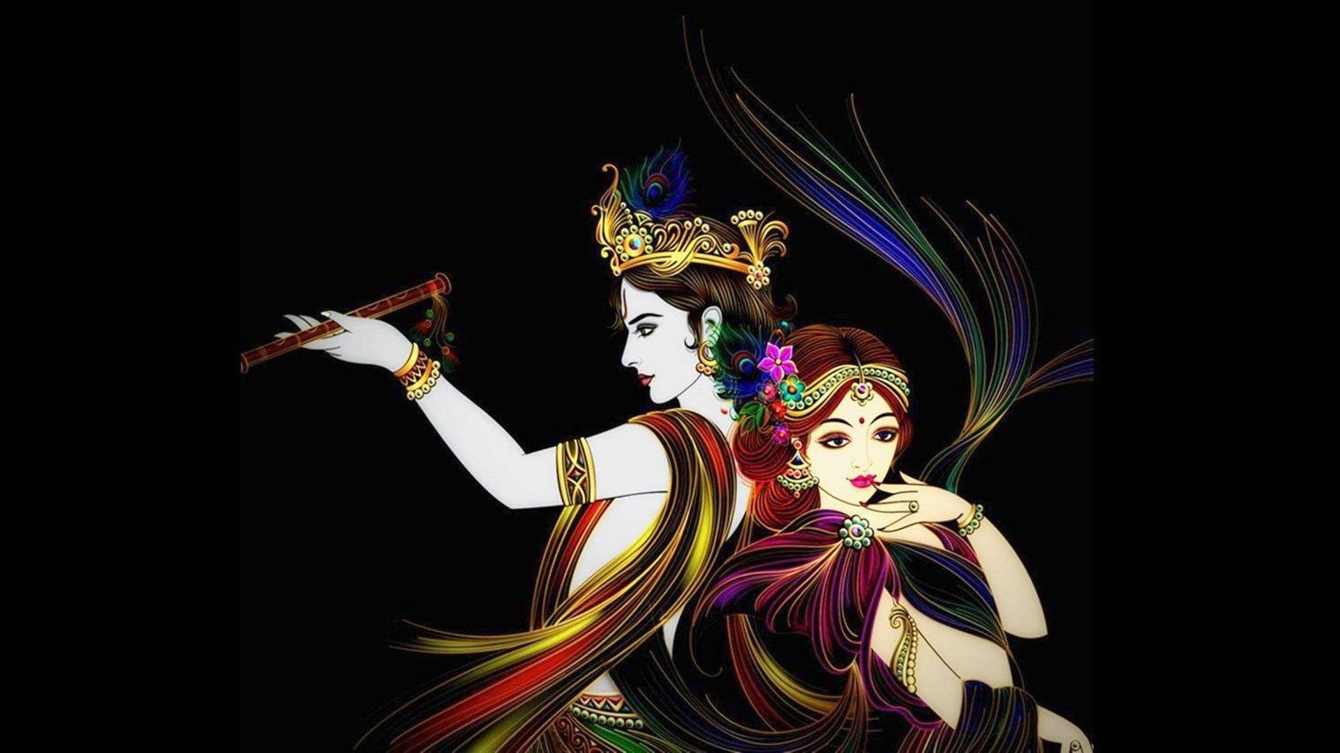 Cute Radha krishna Black Background Wallpaper WallpapersOK