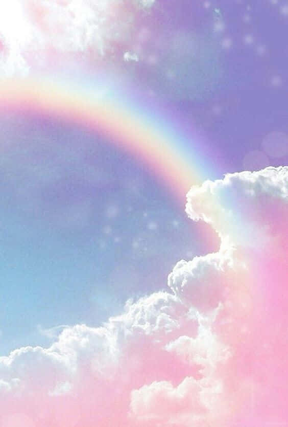 Cute Rainbow Pink Clouds Wallpaper