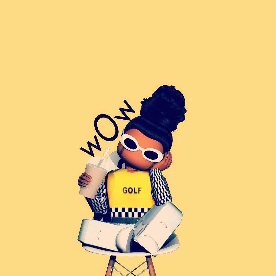 Cute Roblox Girl Yellow Background Wallpaper