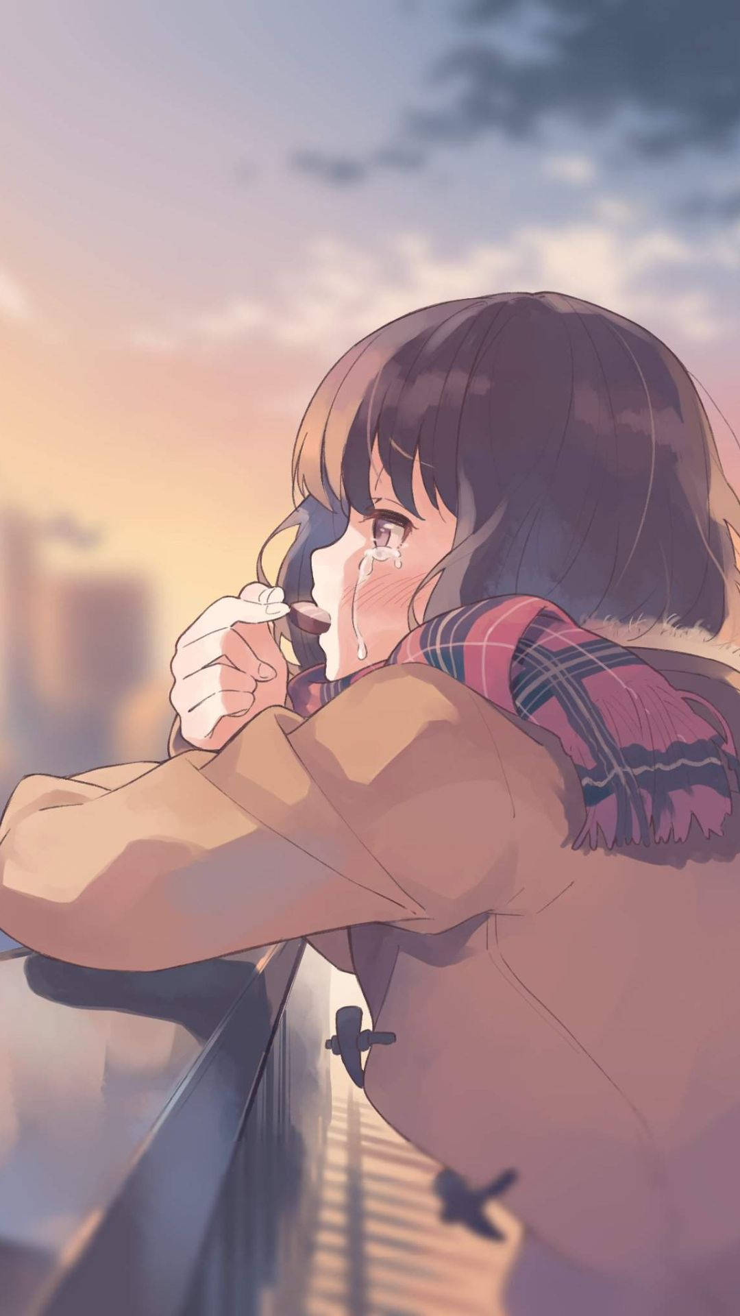 Cute Sad Anime Girl Wallpaper