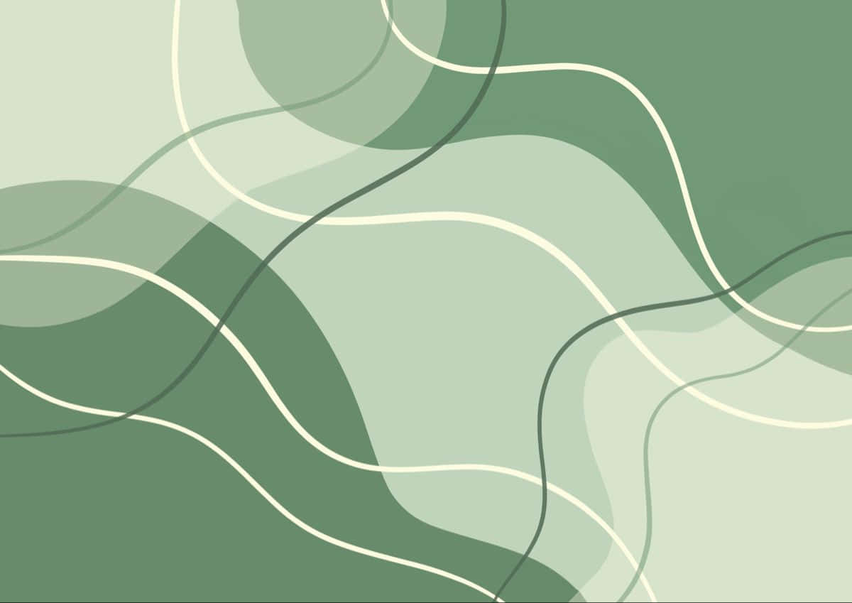 Cute Sage Green Colors Curvy Lines Wallpaper