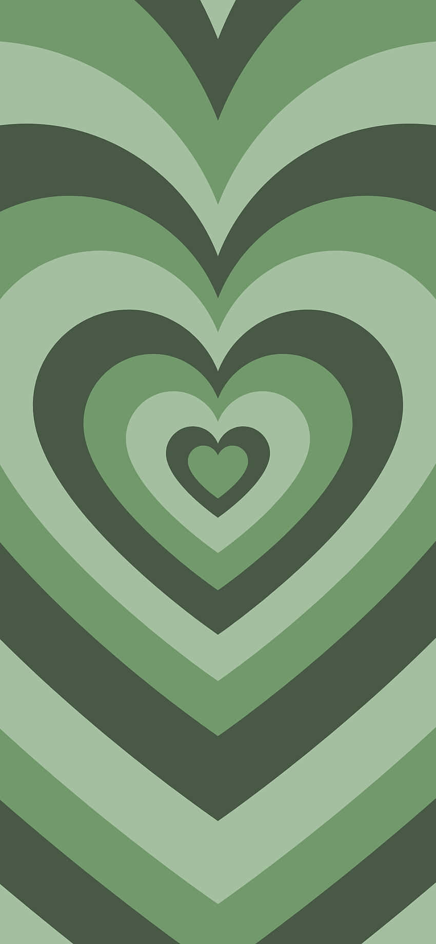 Cute Sage Green Concentric Hearts Wallpaper