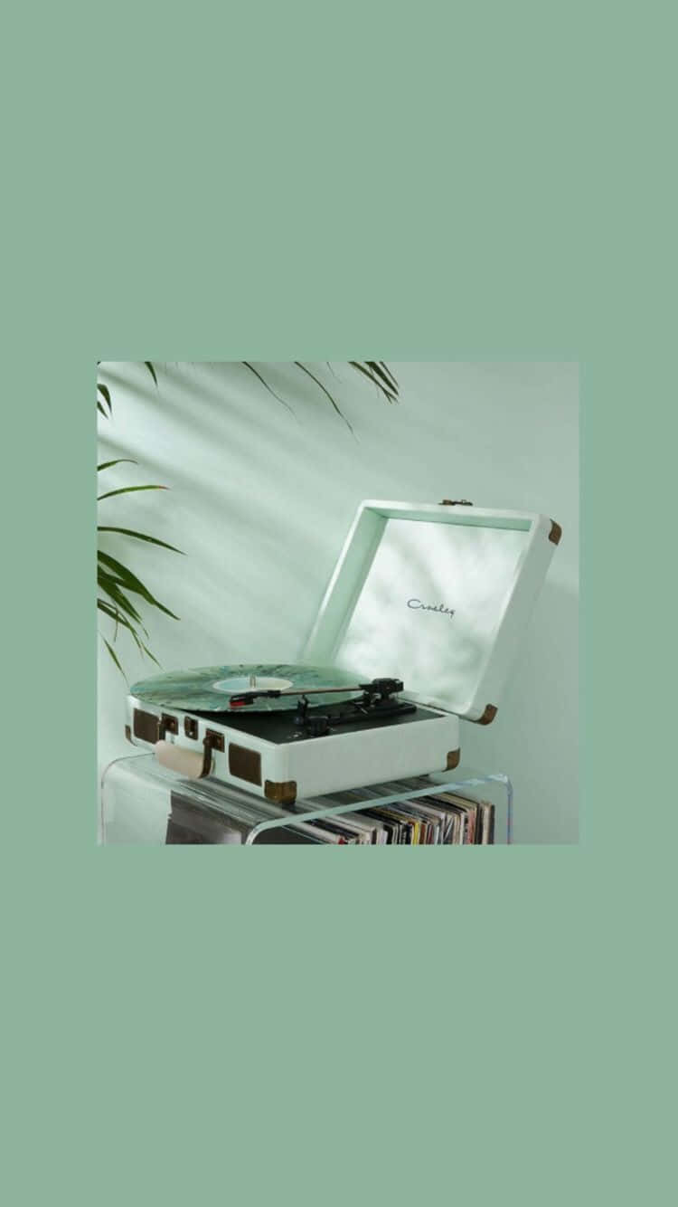Cute Sage Green Portable Turntable Wallpaper