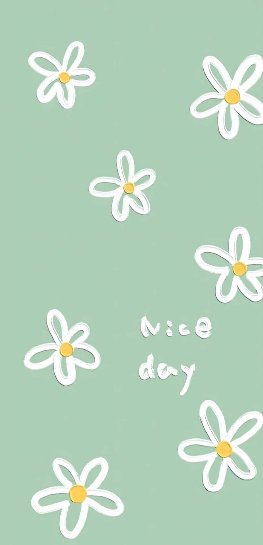 Cute Sage Green White Daisies Nice Day Wallpaper