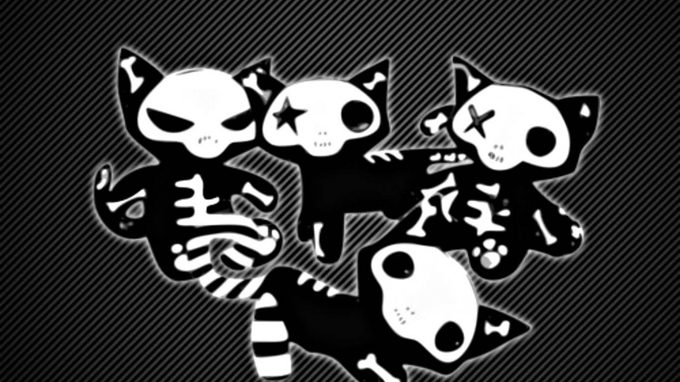 Cute Skeleton Cats Wallpaper