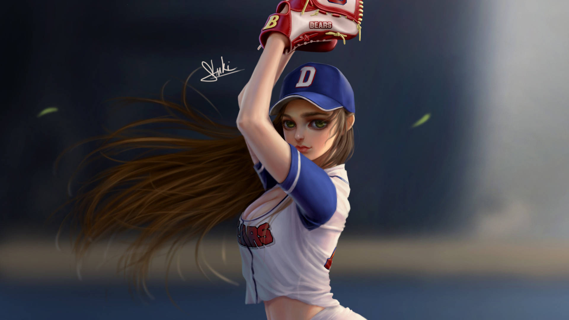 Cute Softball Anime Player Wallpaper