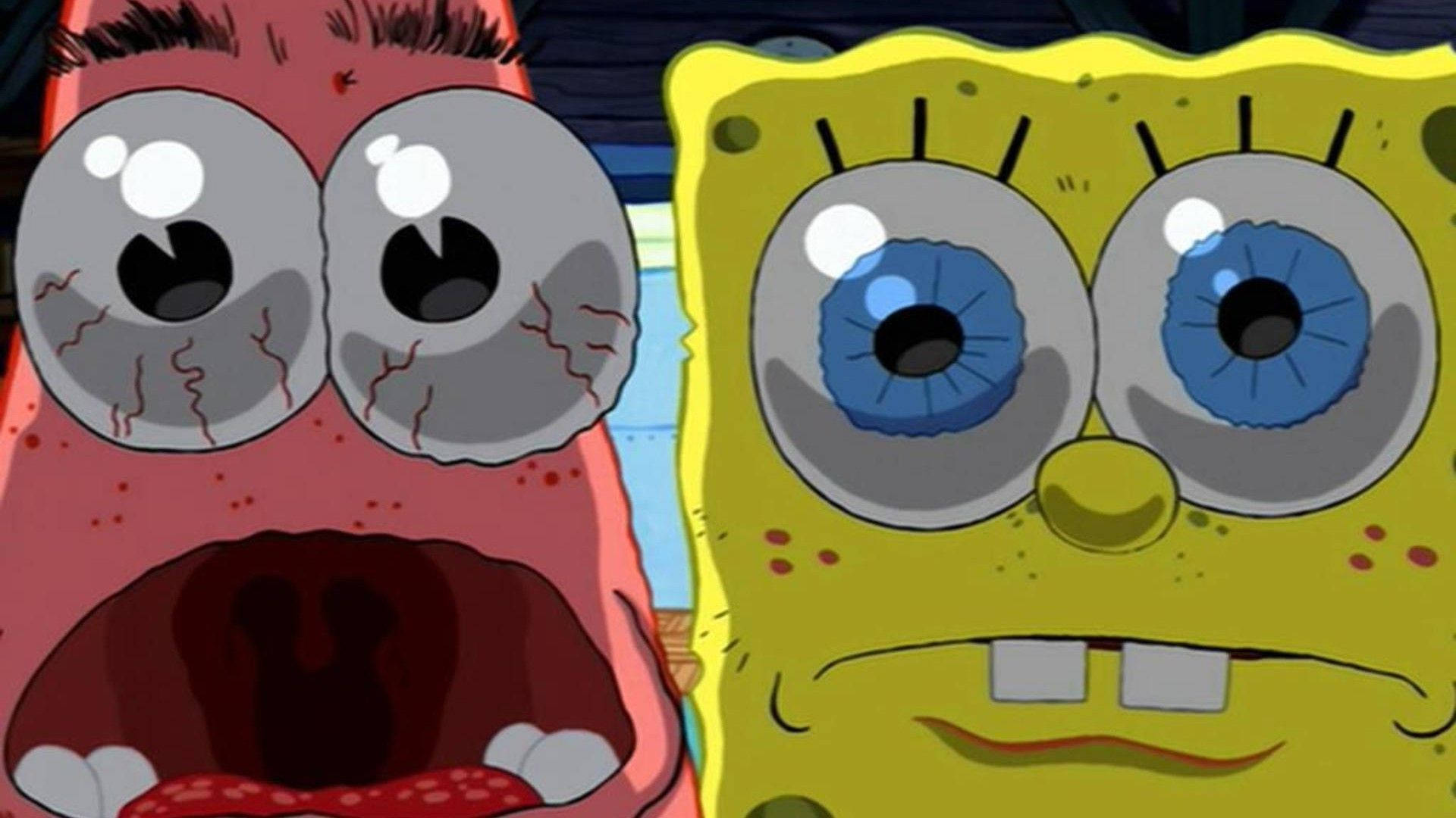Cute Spongebob And Patrick Surprised Faces Wallpaper