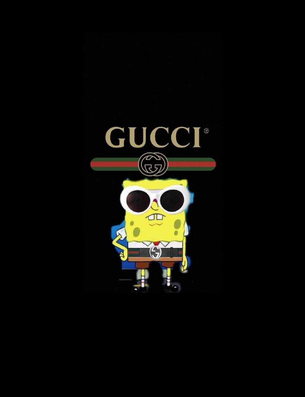 Cute Spongebob In Gucci Wallpaper