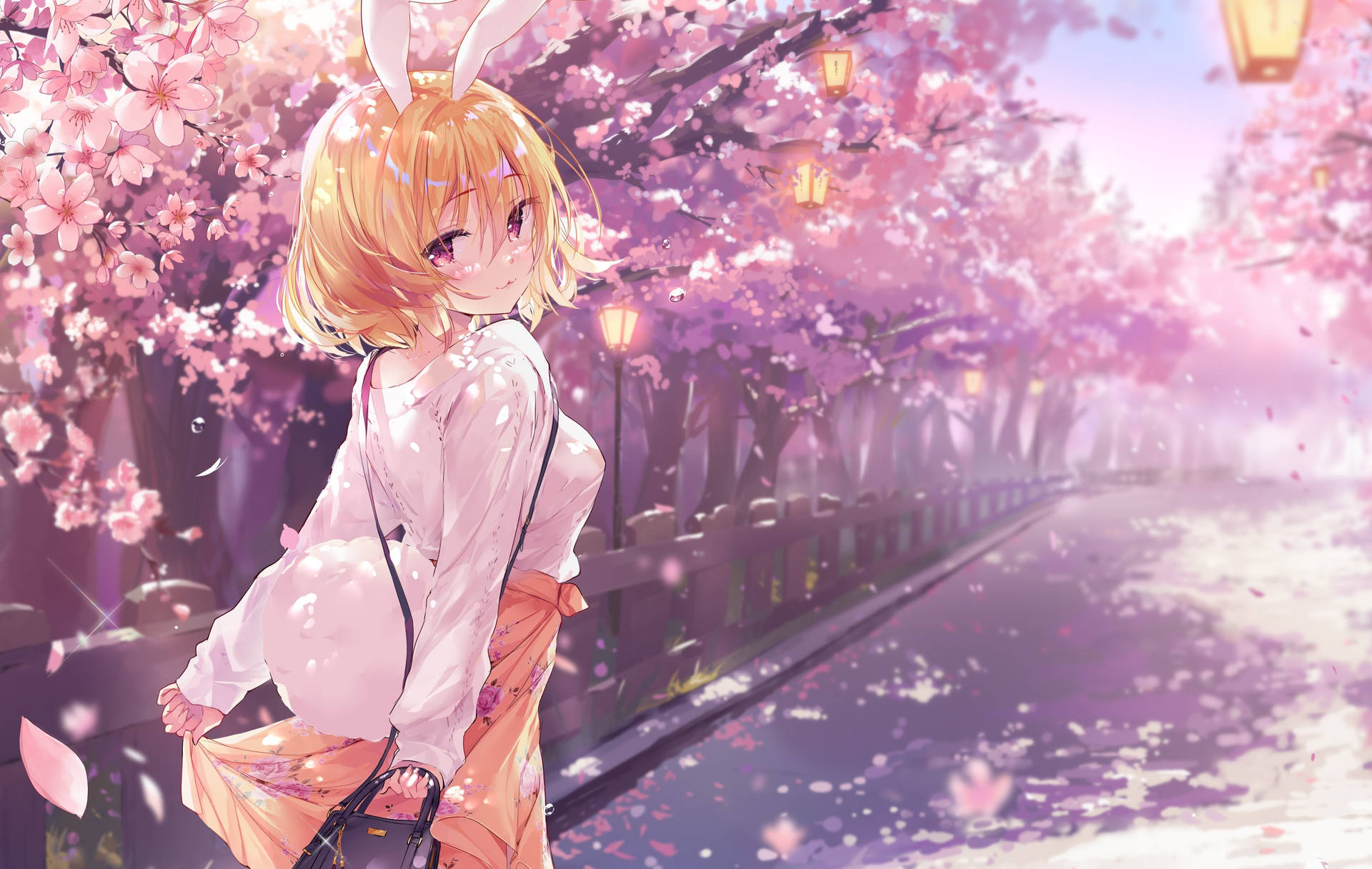 Cute Spring Anime Bunny Girl Wallpaper