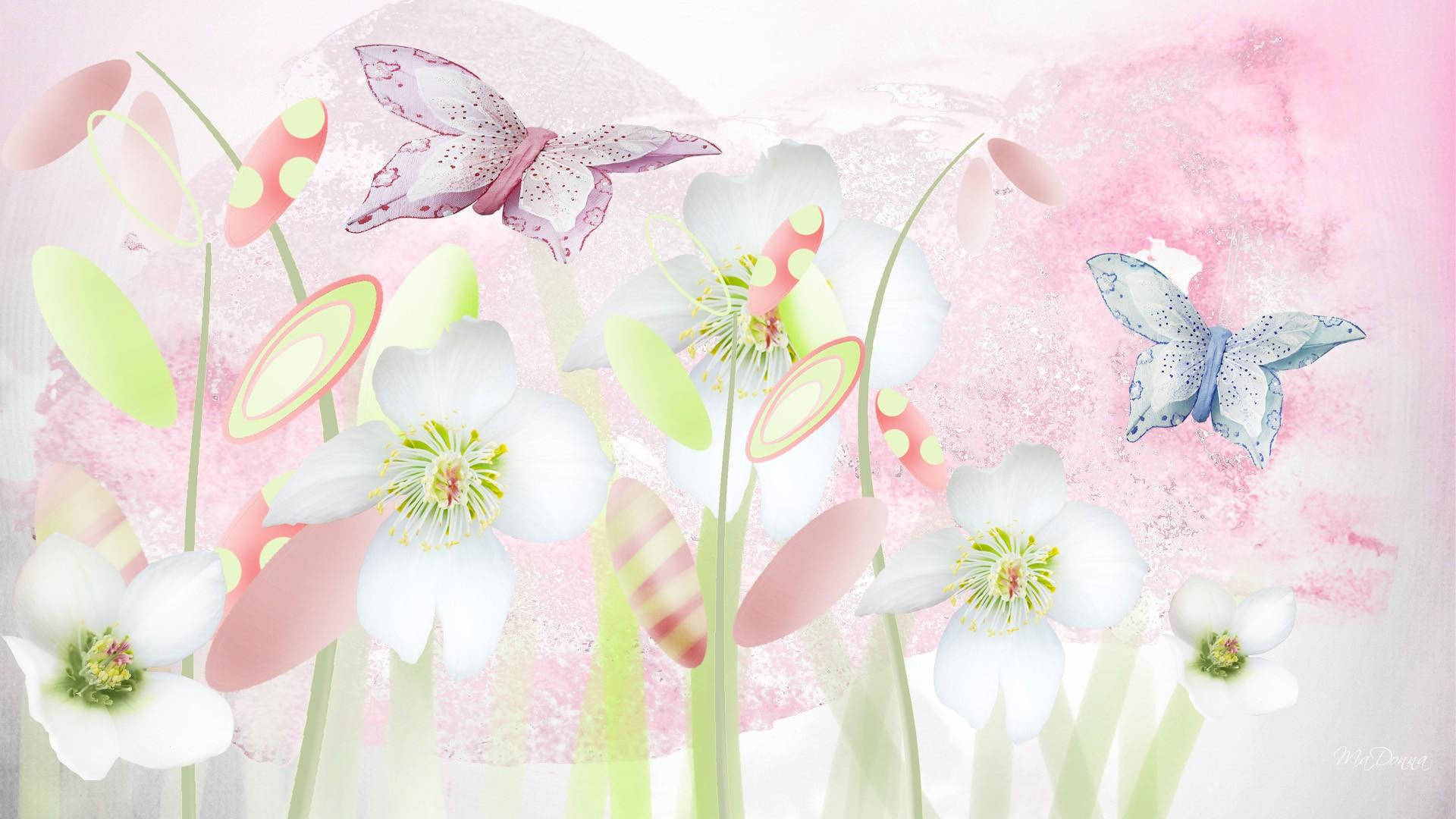 Cute Spring Butterfly Art Wallpaper
