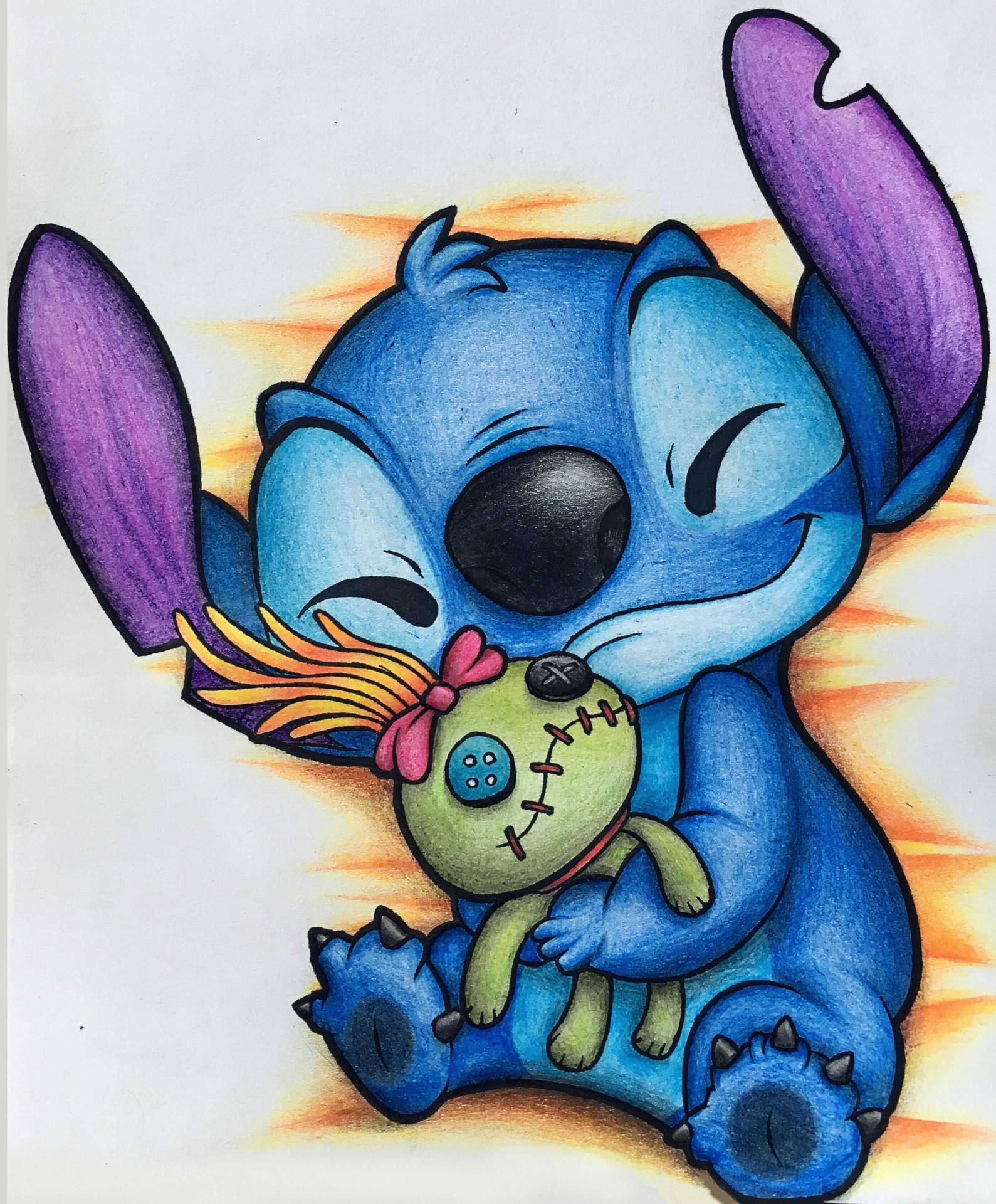 Cute Stitch Hugs Scrump Wallpaper WallpapersOK