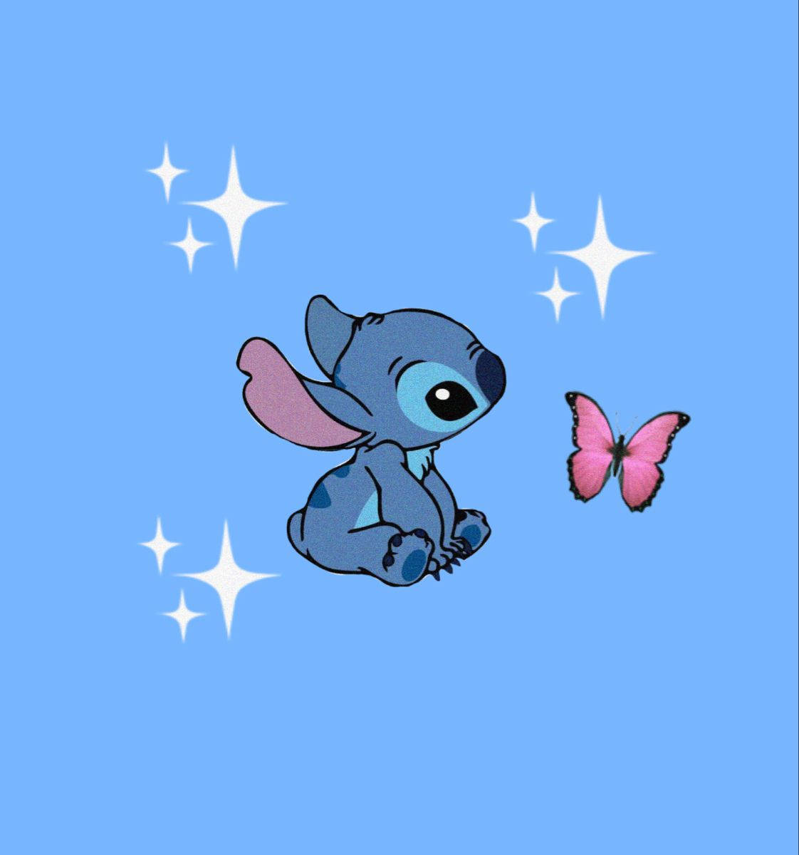 Cute Stitch With Pink Butterfly Wallpaper
