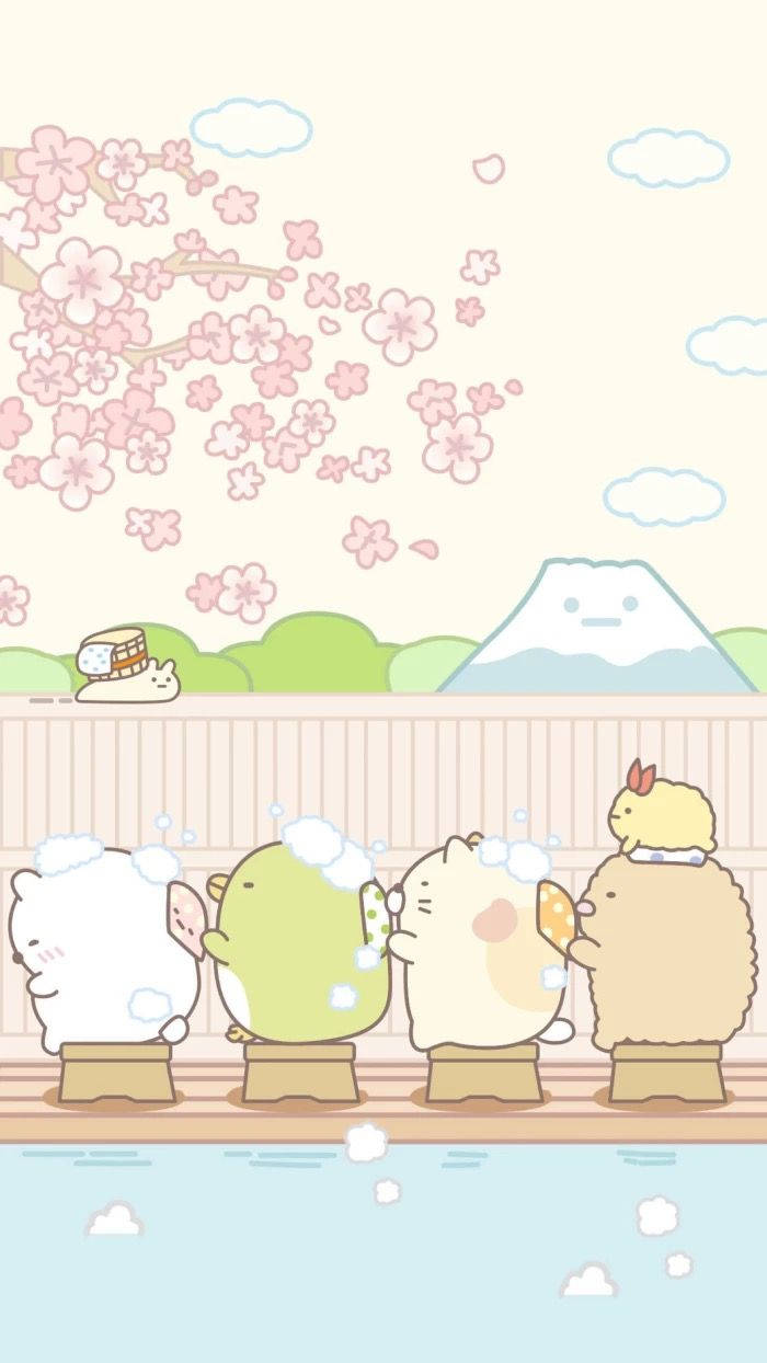 Cute Sumikko Gurashi Bathing Wallpaper