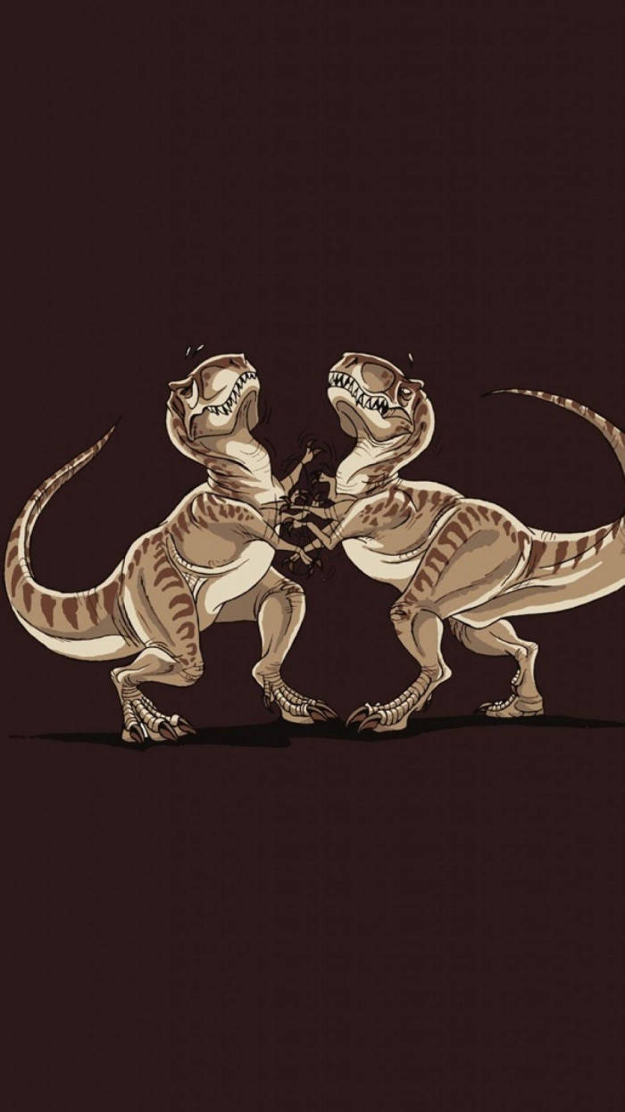 Cute T-rex Dinosaur Fight Funny Phone Wallpaper