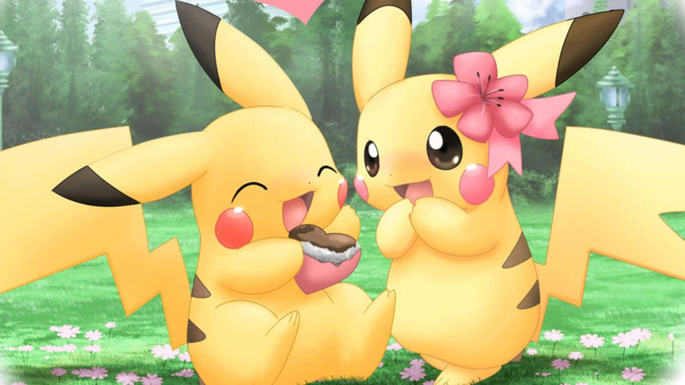 Cute Valentine Pokemon Pikachu And Pikala Wallpaper