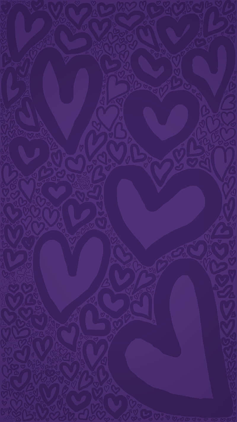 Cute Valentines Purple Heart Doodles Wallpaper