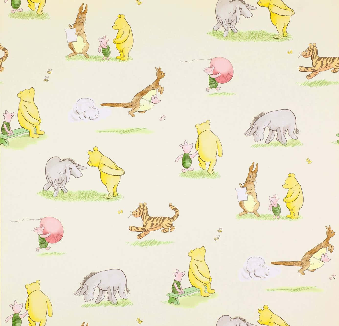 Cute Winnie The Pooh Classic Art Wallpaper