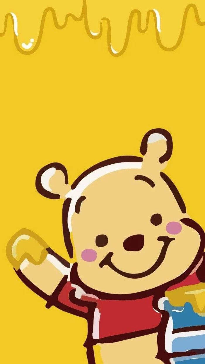 Cute Winnie The Pooh With Honey Wallpaper