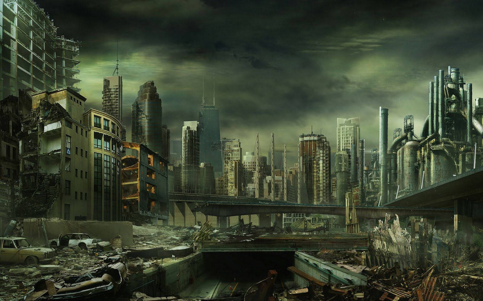 Cyberpunk Apocalyptic City Wallpaper