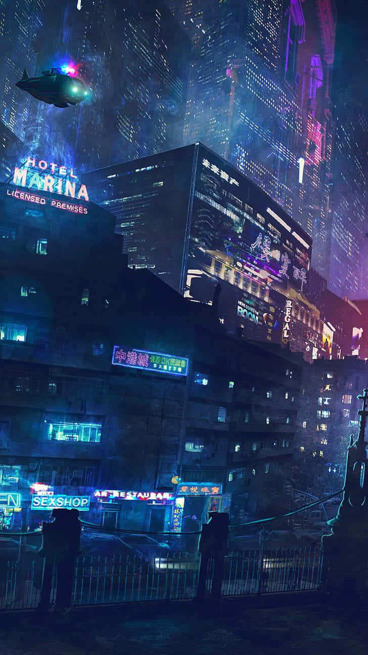 Cyberpunk Cityscape Night View Wallpaper