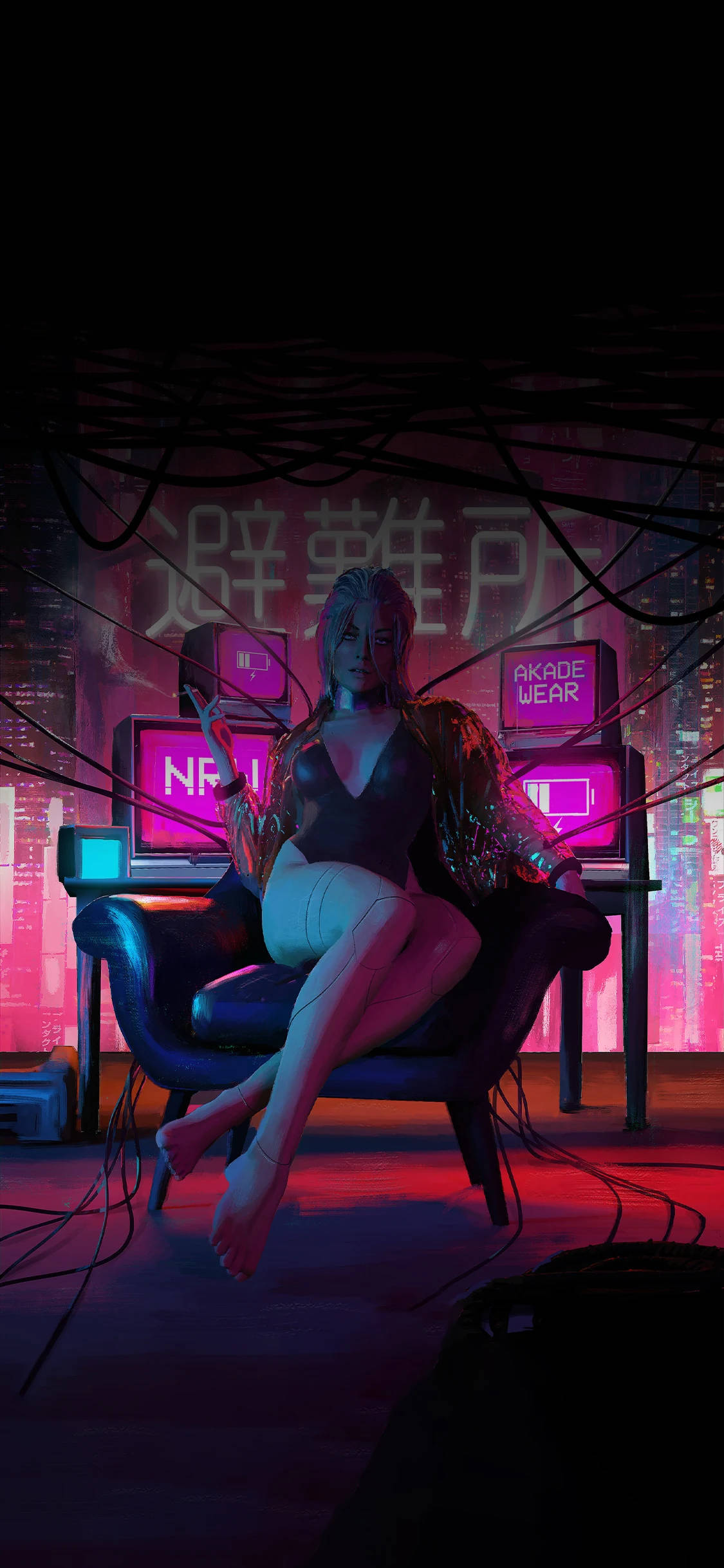 Cyberpunk Female On A Couch Iphone Wallpaper