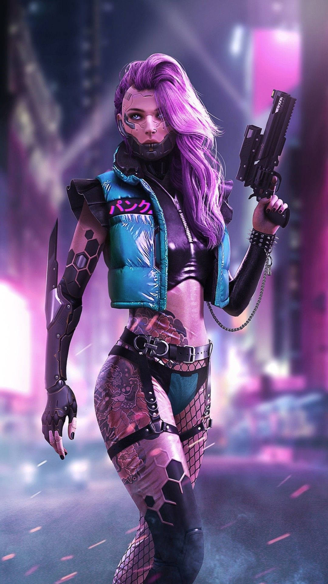 Cyberpunk Iphone Pink Hair Wallpaper