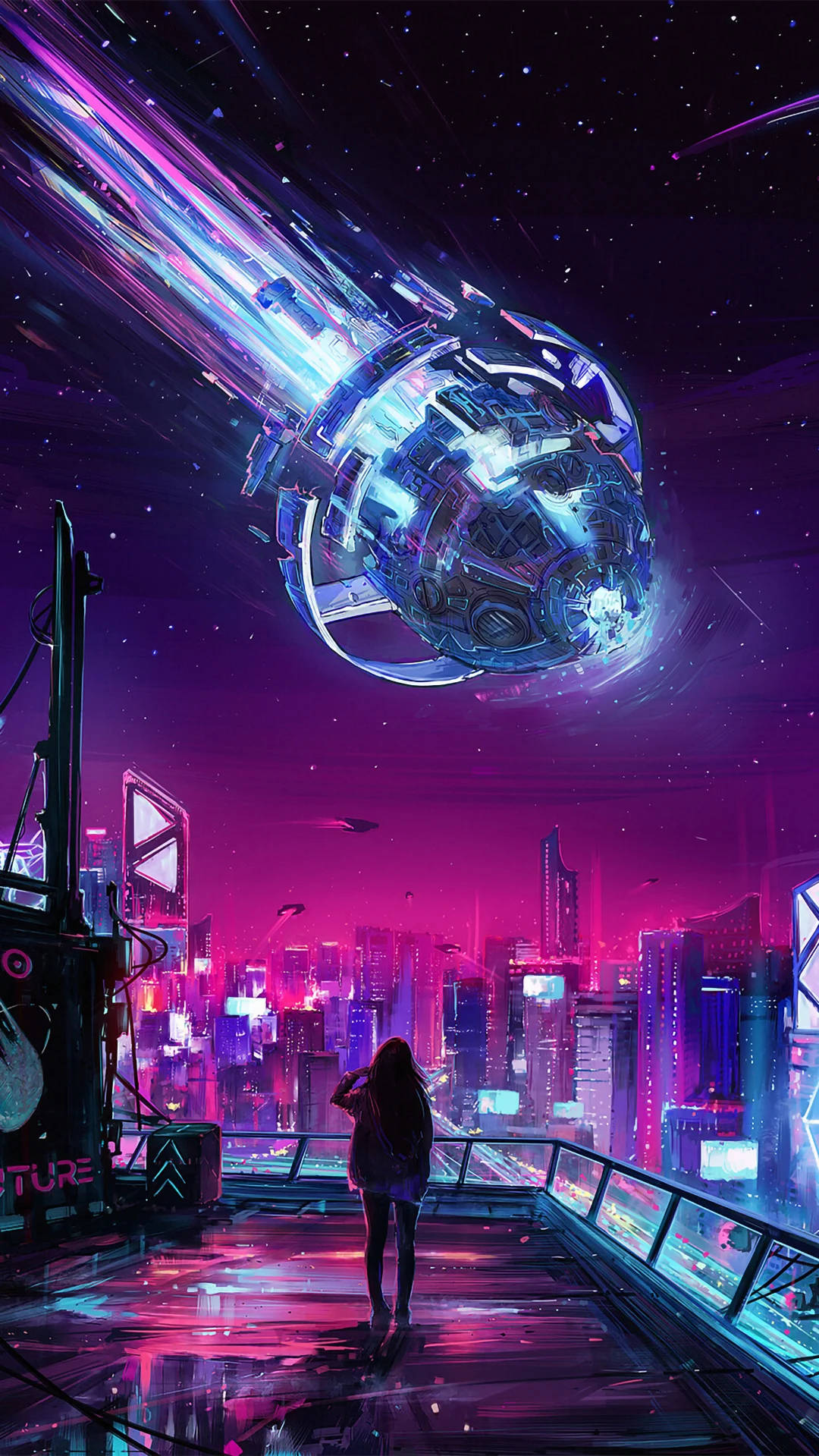 Cyberpunk Iphone Spaceship Wallpaper