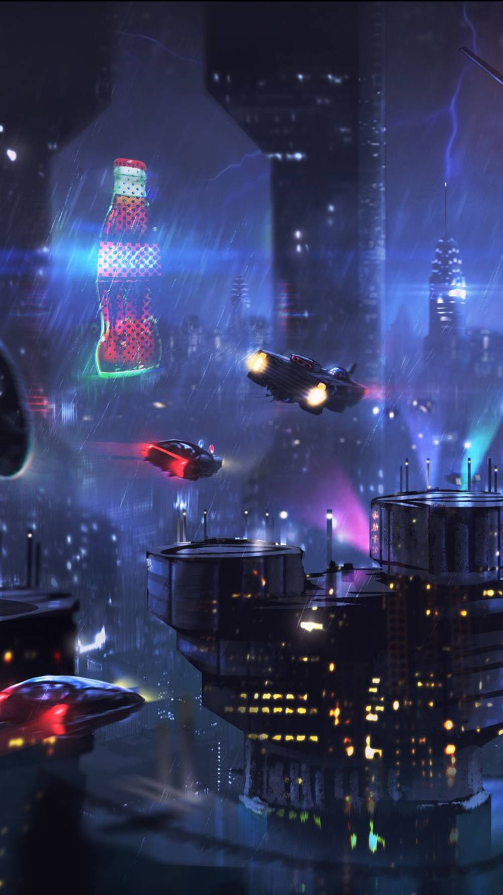 Cyberpunk Iphone Spaceships Wallpaper