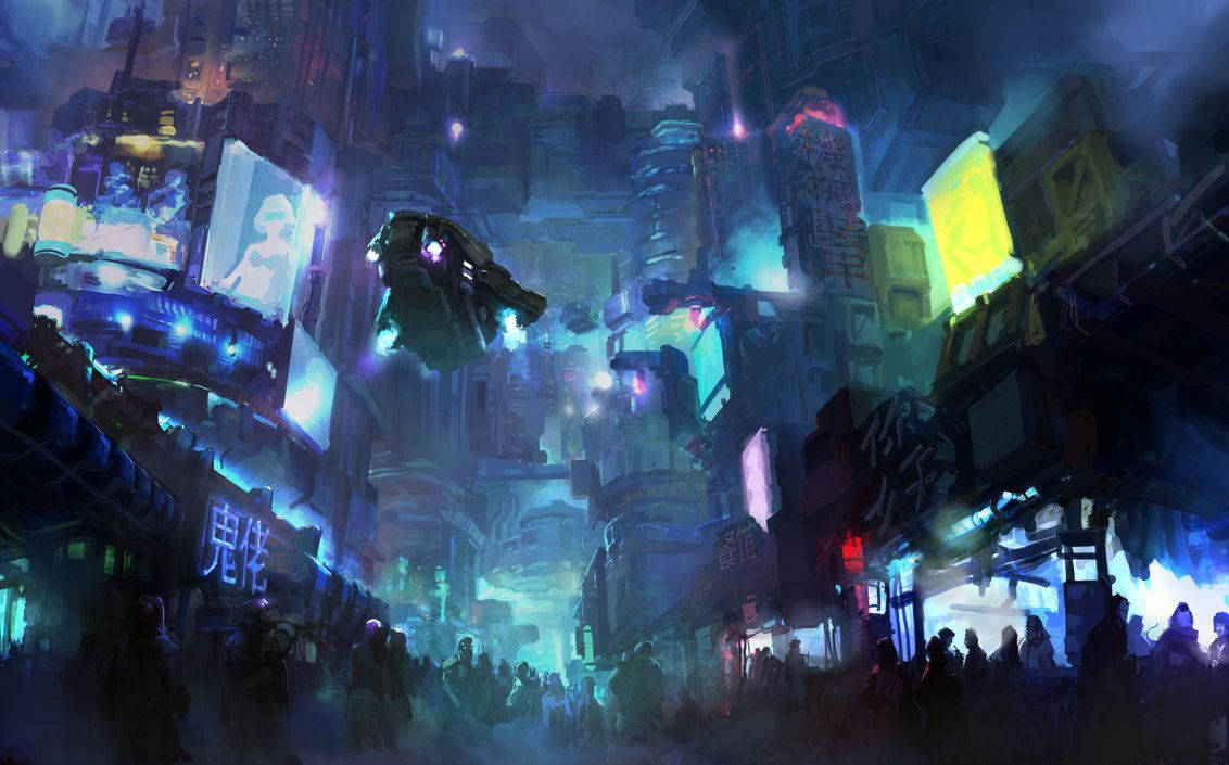 Cyberpunk Neon City Lights Wallpaper