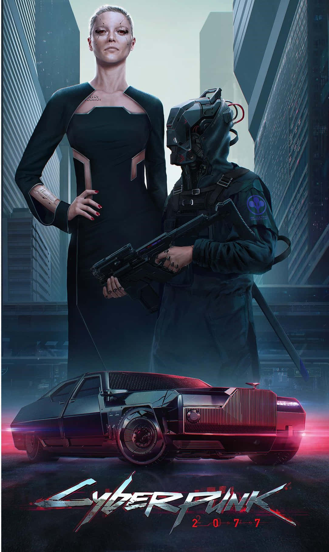 Cyberpunk2077_ Elegant Woman_and_ Armed Guard Wallpaper