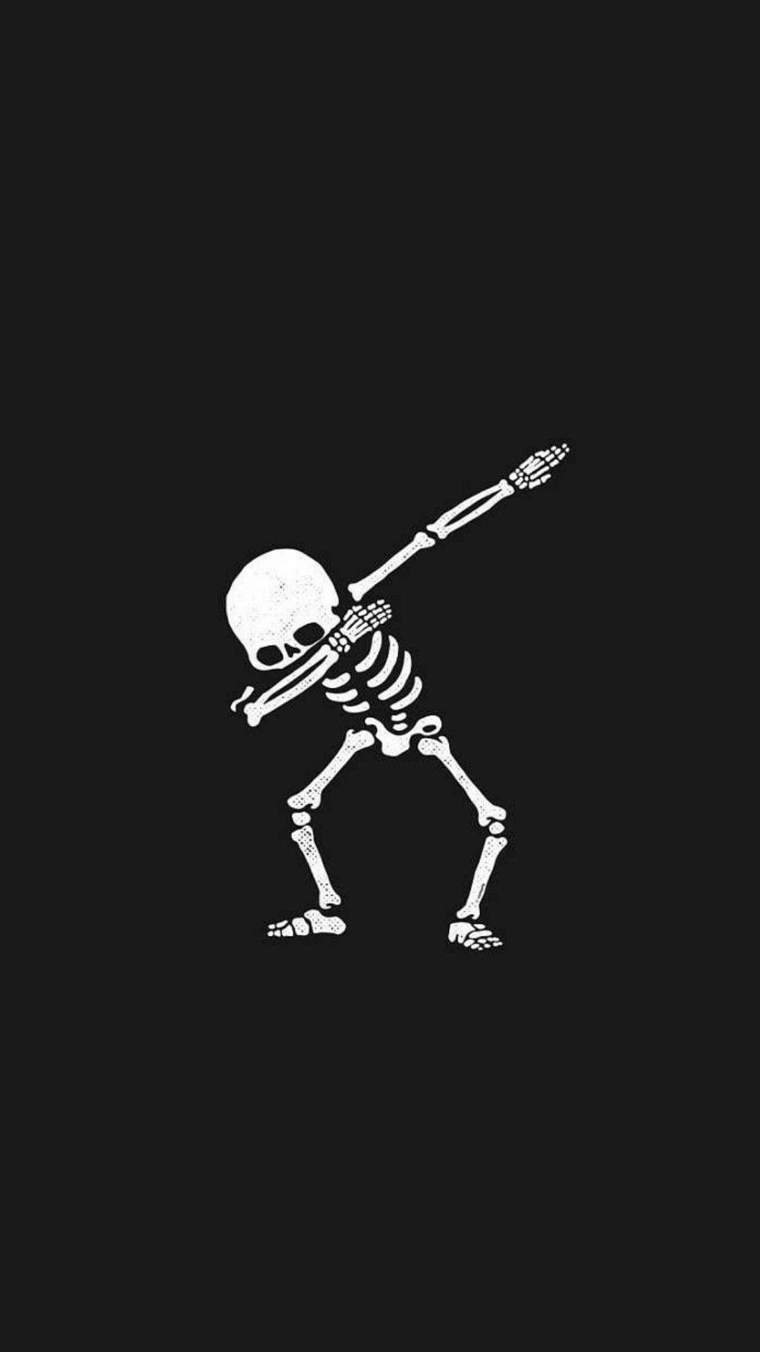 Dabbing Skeleton Aesthetic Plain Dark Wallpaper