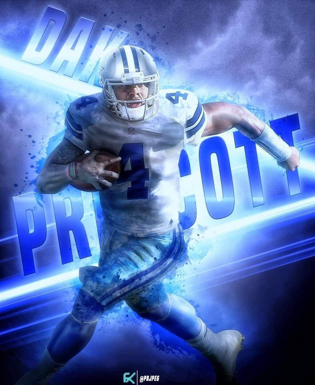 Dak Prescott Neon Blue Art Wallpaper