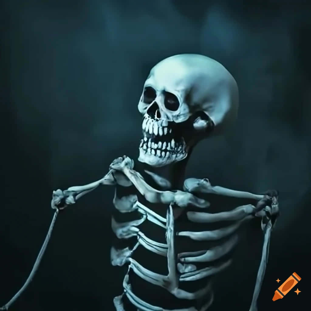 Dancing Skeleton Blue Tint Wallpaper