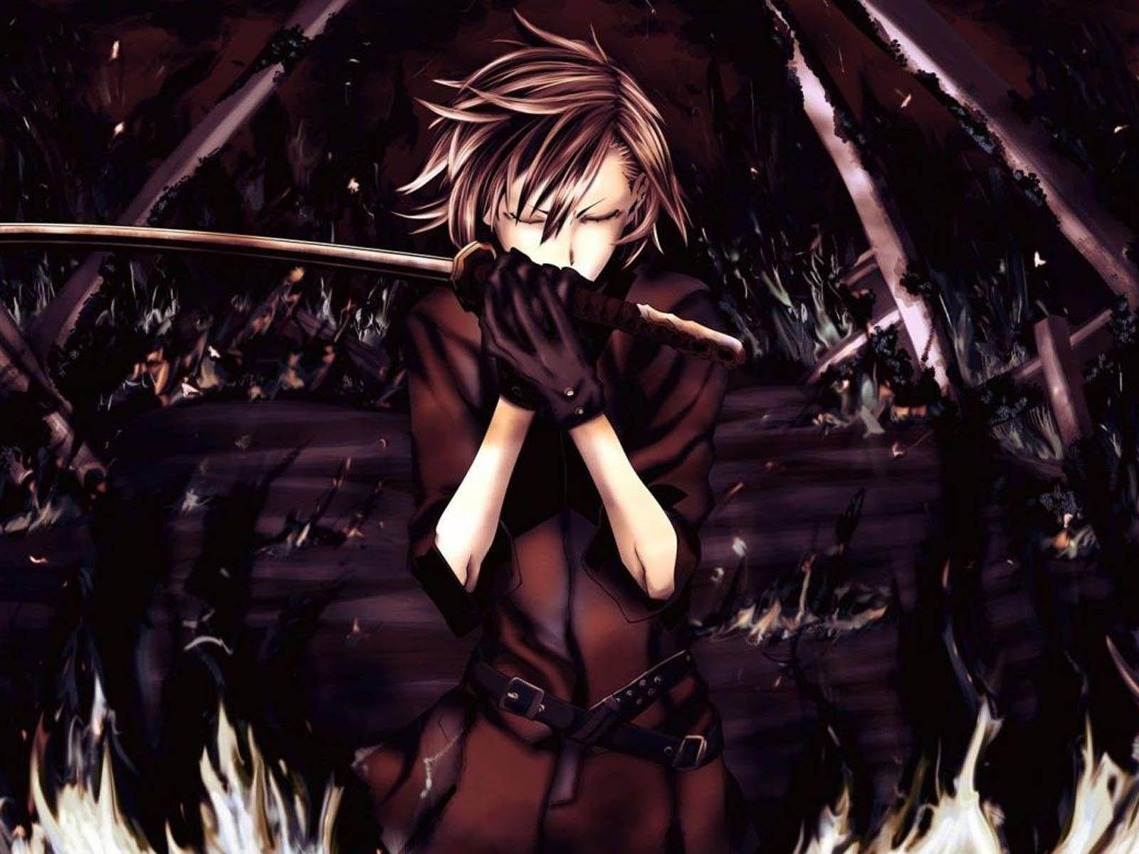 Dark Anime Cool Boy With A Sword Wallpaper