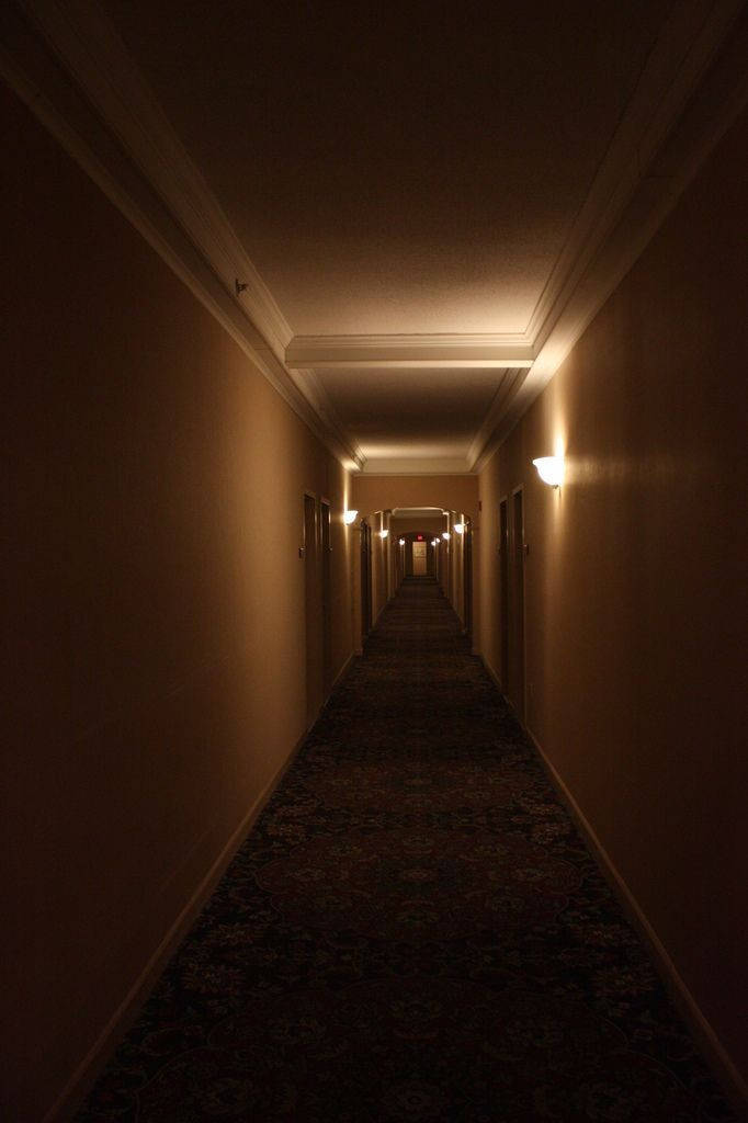 Dark Brown Aesthetic Hallway Wallpaper