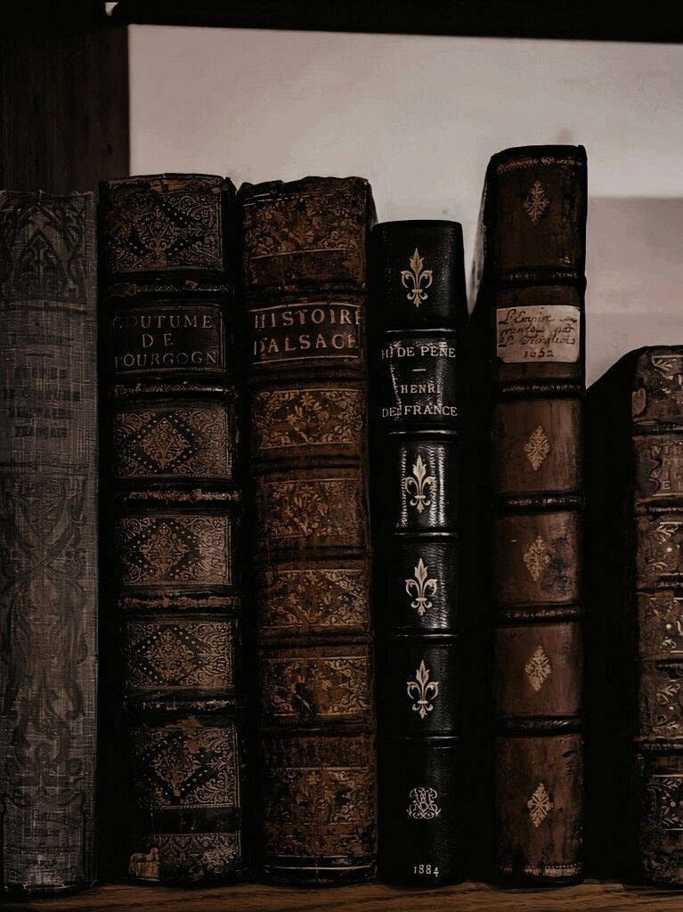 Dark Brown Aesthetic Old Books Wallpaper