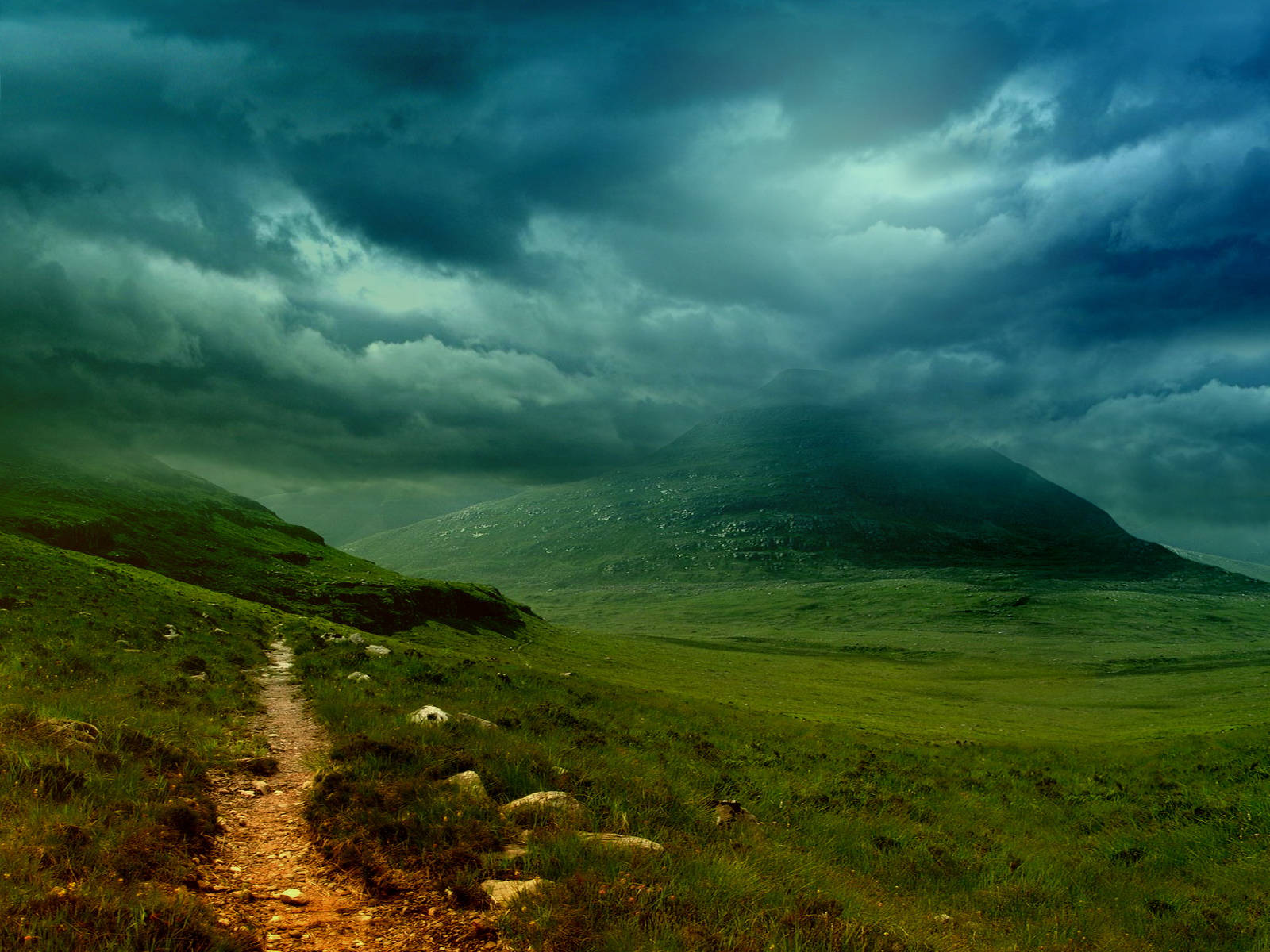 Dark Clouds Above The Hillside Wallpaper