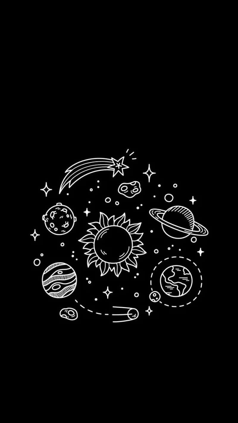 Dark Cute Solar System Wallpaper