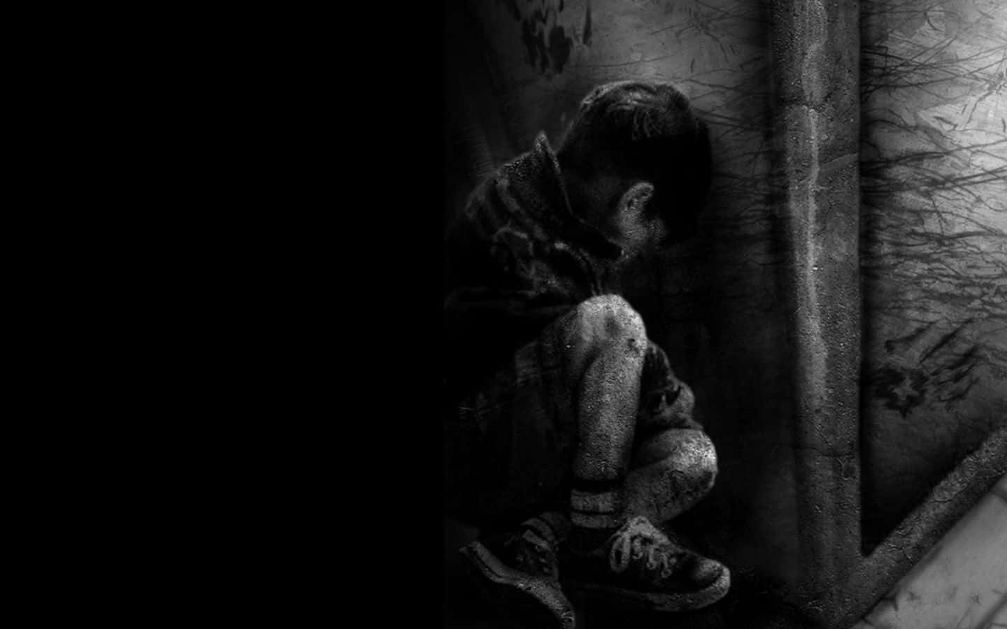 Dark Depressing Alone Boy Charcoal Art Wallpaper