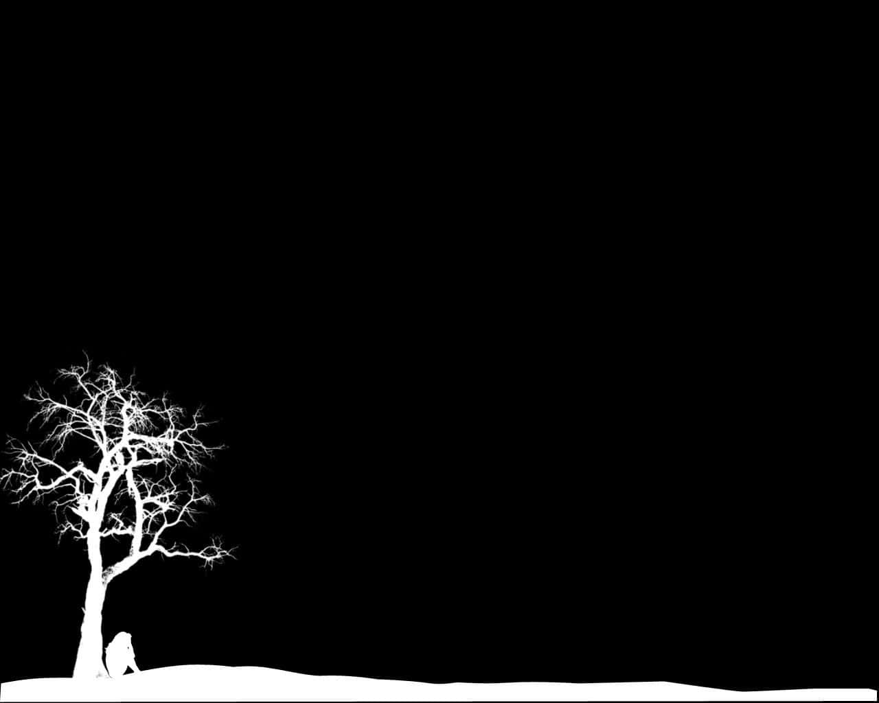 Dark Depressing Lone Girl White Silhouette Wallpaper