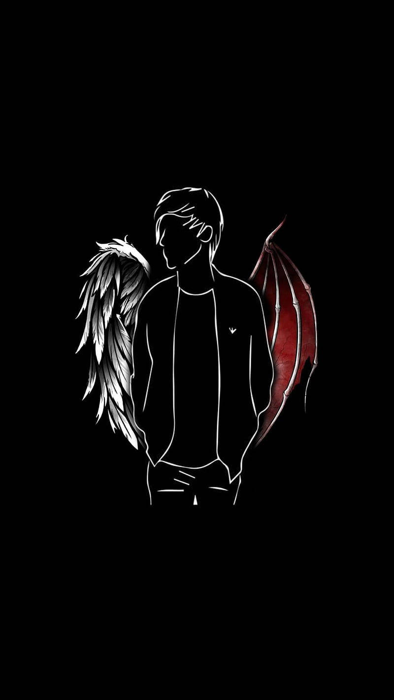 Dark Devil And Angel Wings Wallpaper